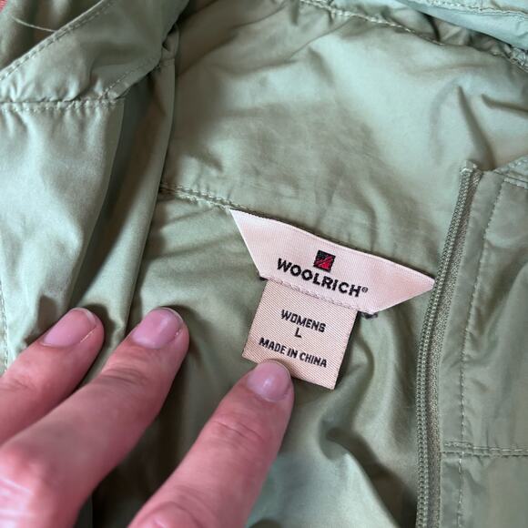 Woolrich Women's Large Windbreaker Hooded Zip Up Jacket Green - Picture 7 of 9